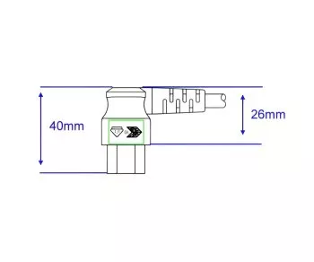 Power cord Europe CEE 7/7 90° to C5 angled, 0,75mm², VDE, black, length 3,00m